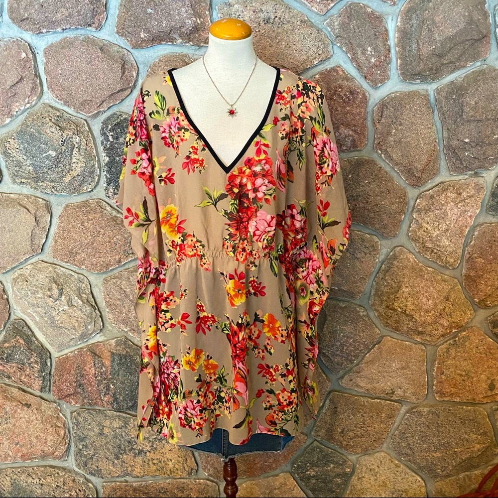 Pretty floral cover up or tunic top.
